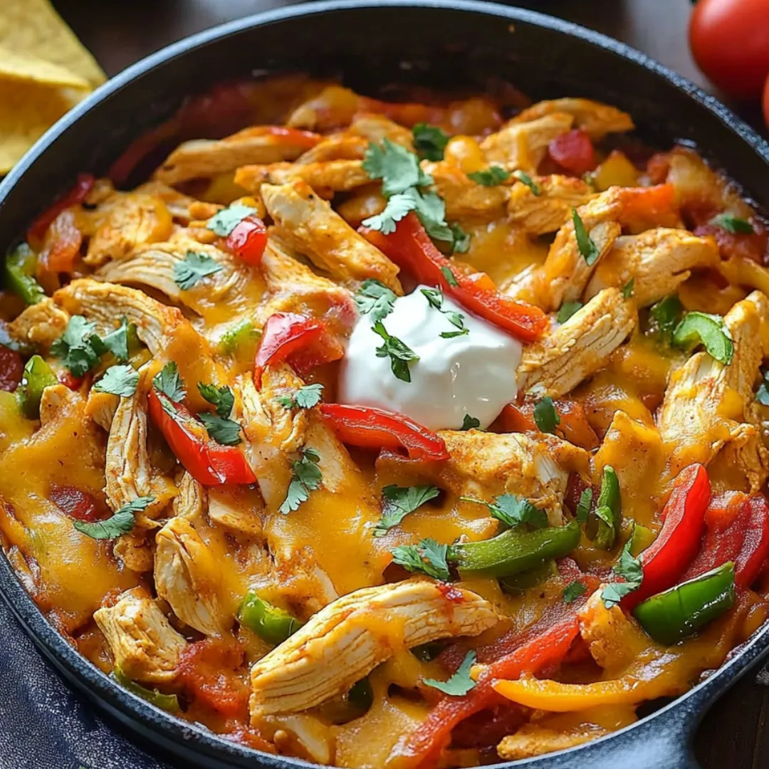 A bowl of chicken and peppers.