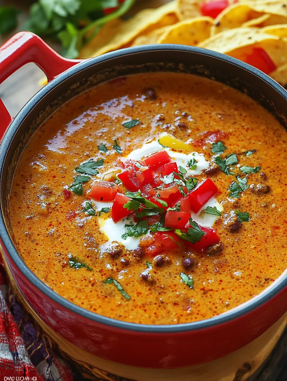 A bowl of soup with tomatoes and cheese.
