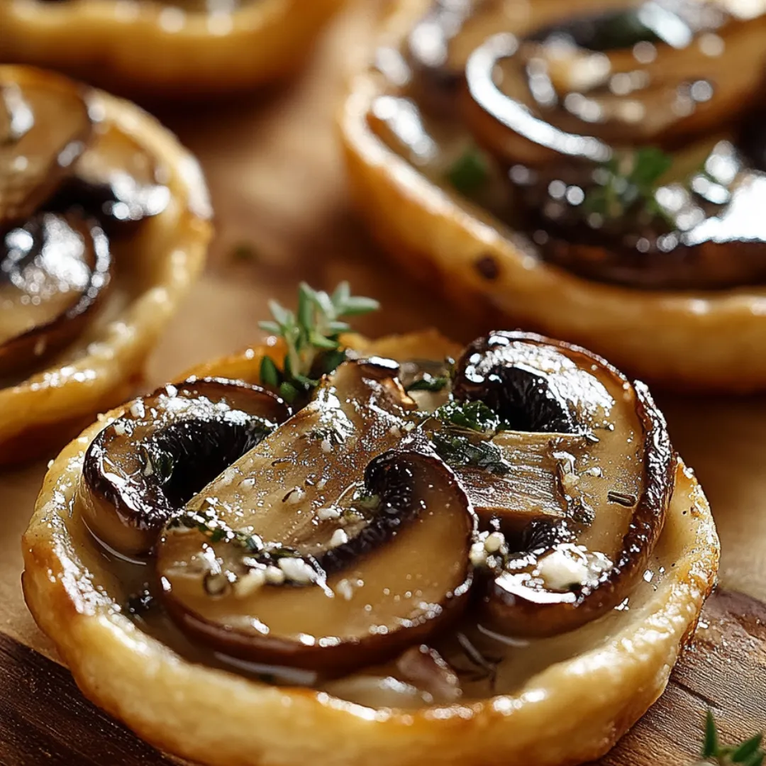 A close up of a mushroom filled pastry.