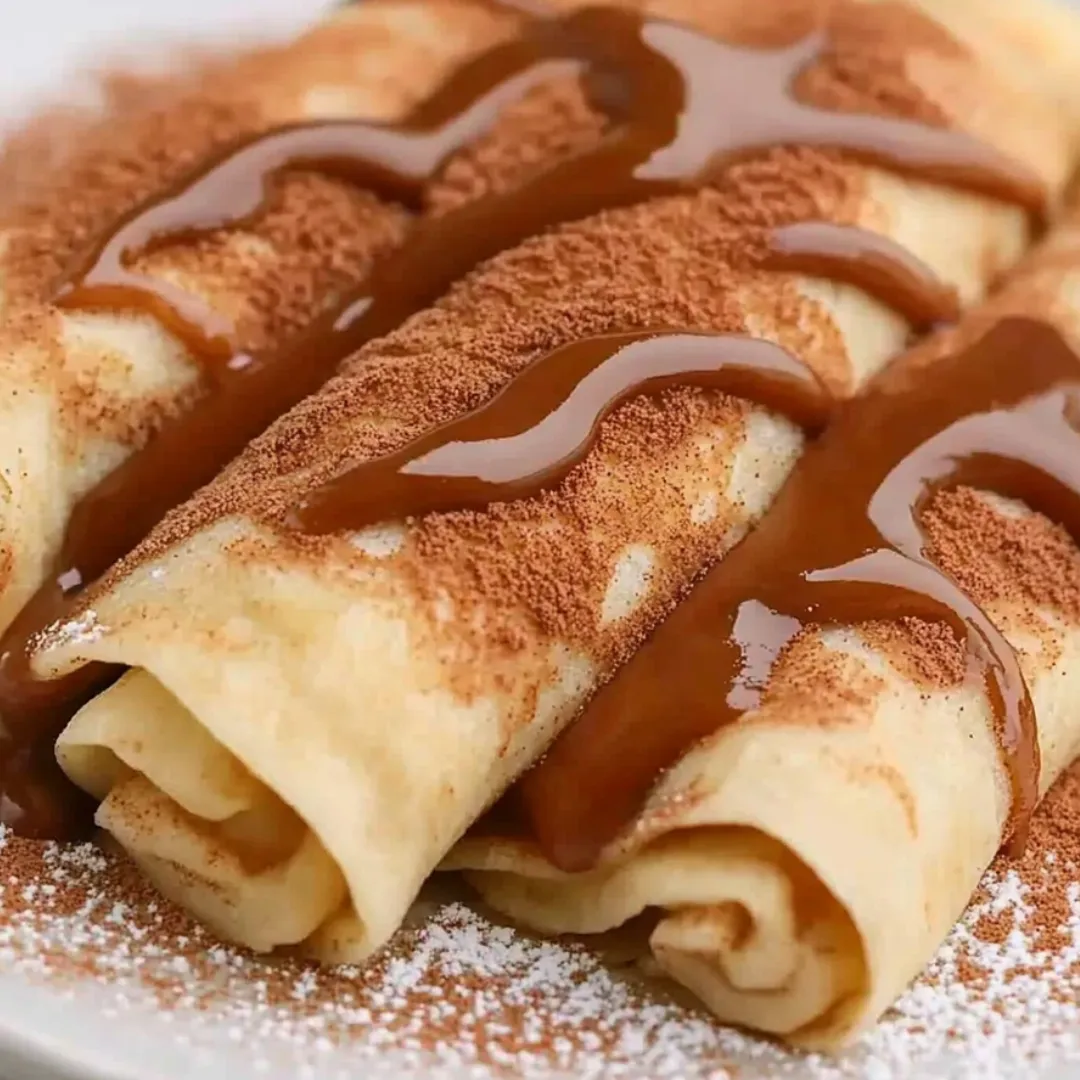A plate of food with a sauce drizzled over it.