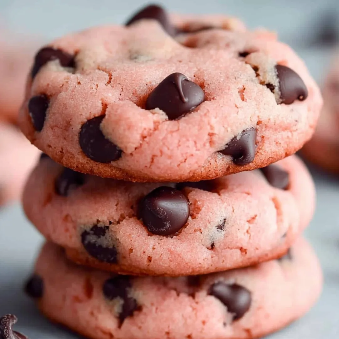 A stack of chocolate chip cookies.