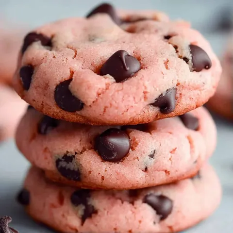 A stack of chocolate chip cookies.