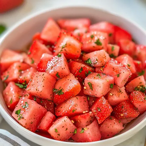 A bowl of sliced watermelon.
