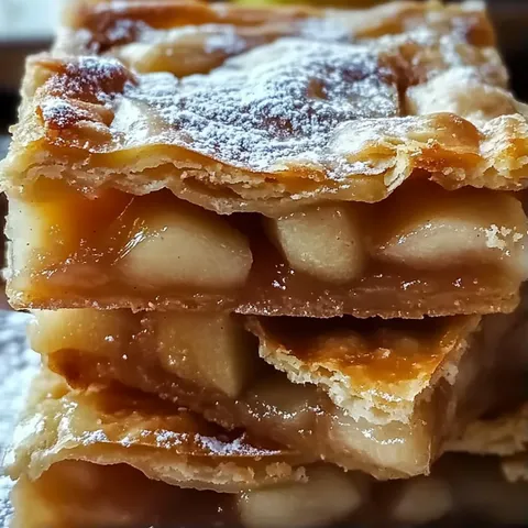A stack of apple pie slices.