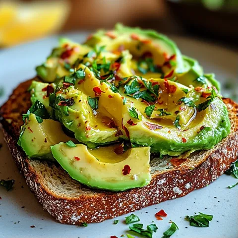 A slice of toast with avocado and red pepper on top.