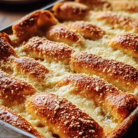 A pan of food with a golden brown crust.