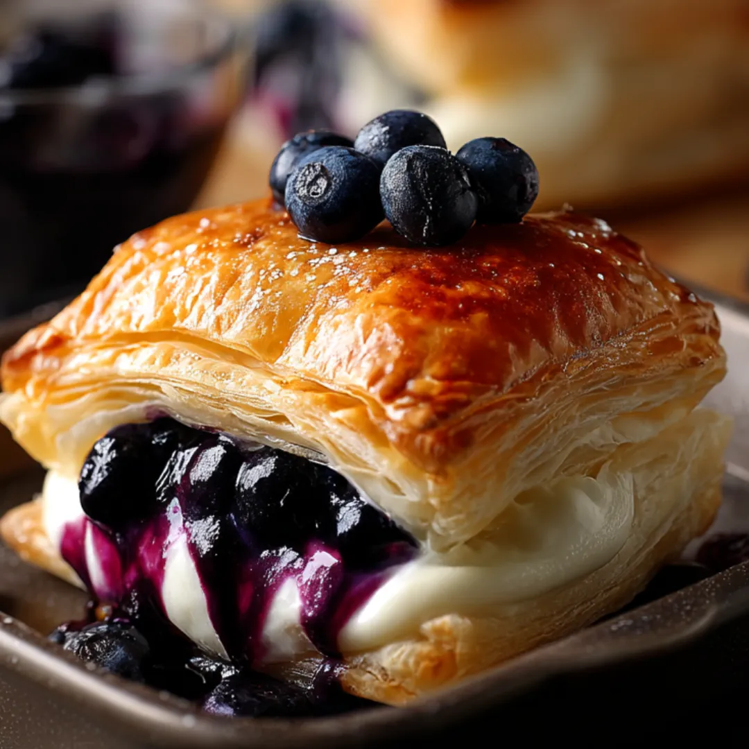 A pastry with blueberries on top.