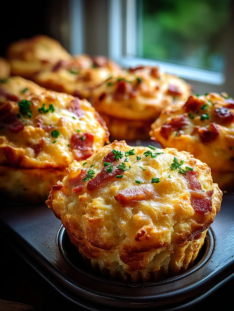 A plate of bacon and cheese muffins.