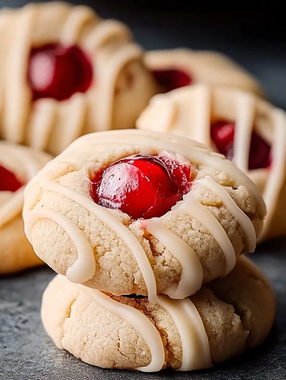 A cookie with a red jelly filling.