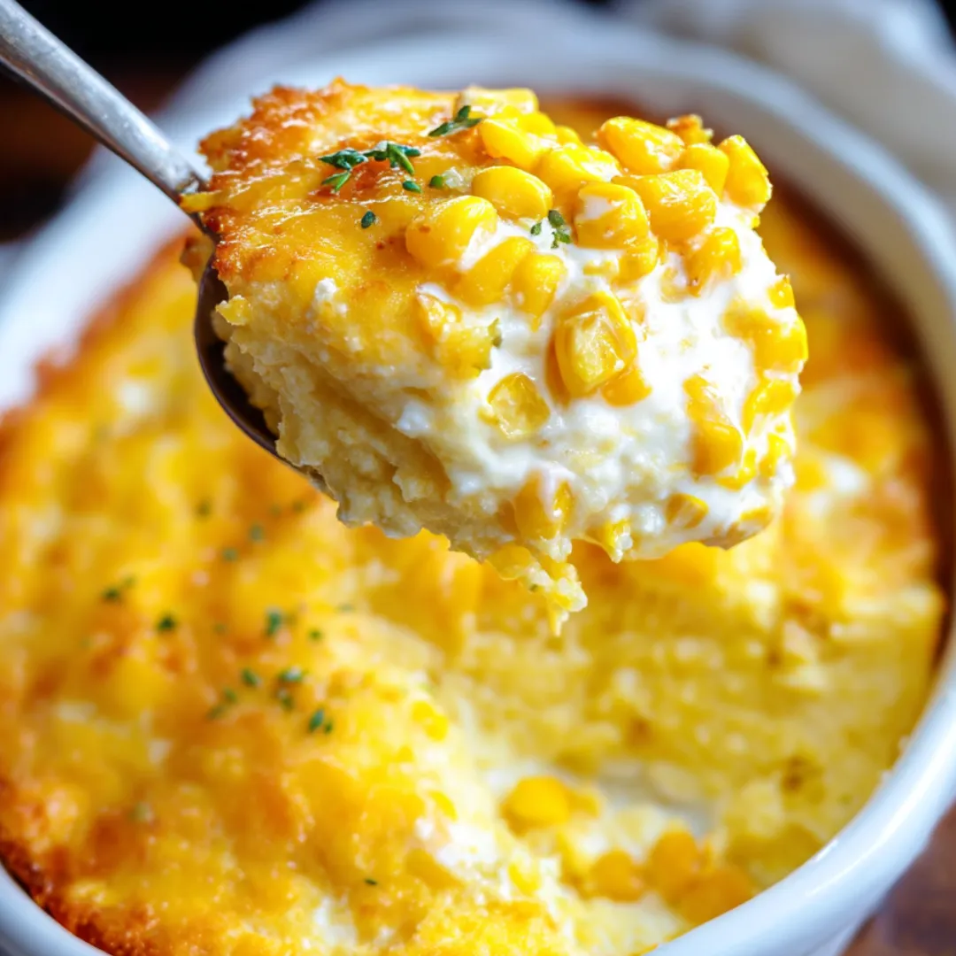 A spoon is in a bowl of corn.
