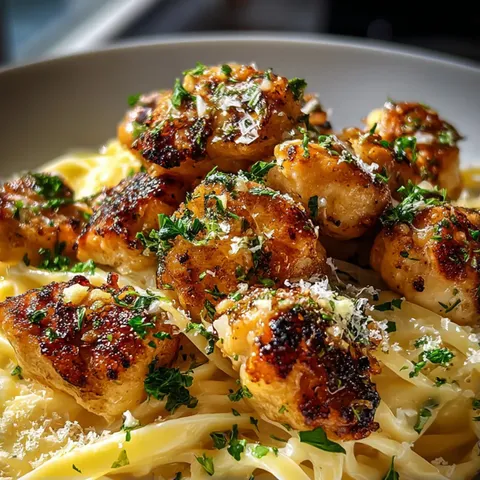A plate of shrimp and pasta.