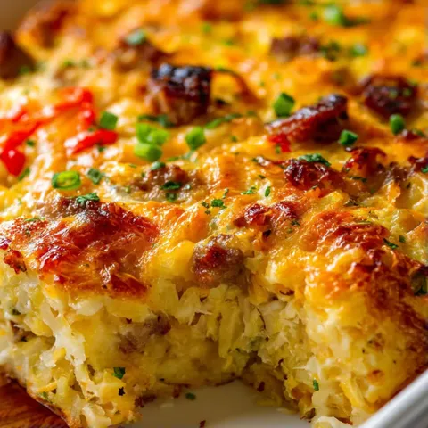 A casserole with bacon and cheese.