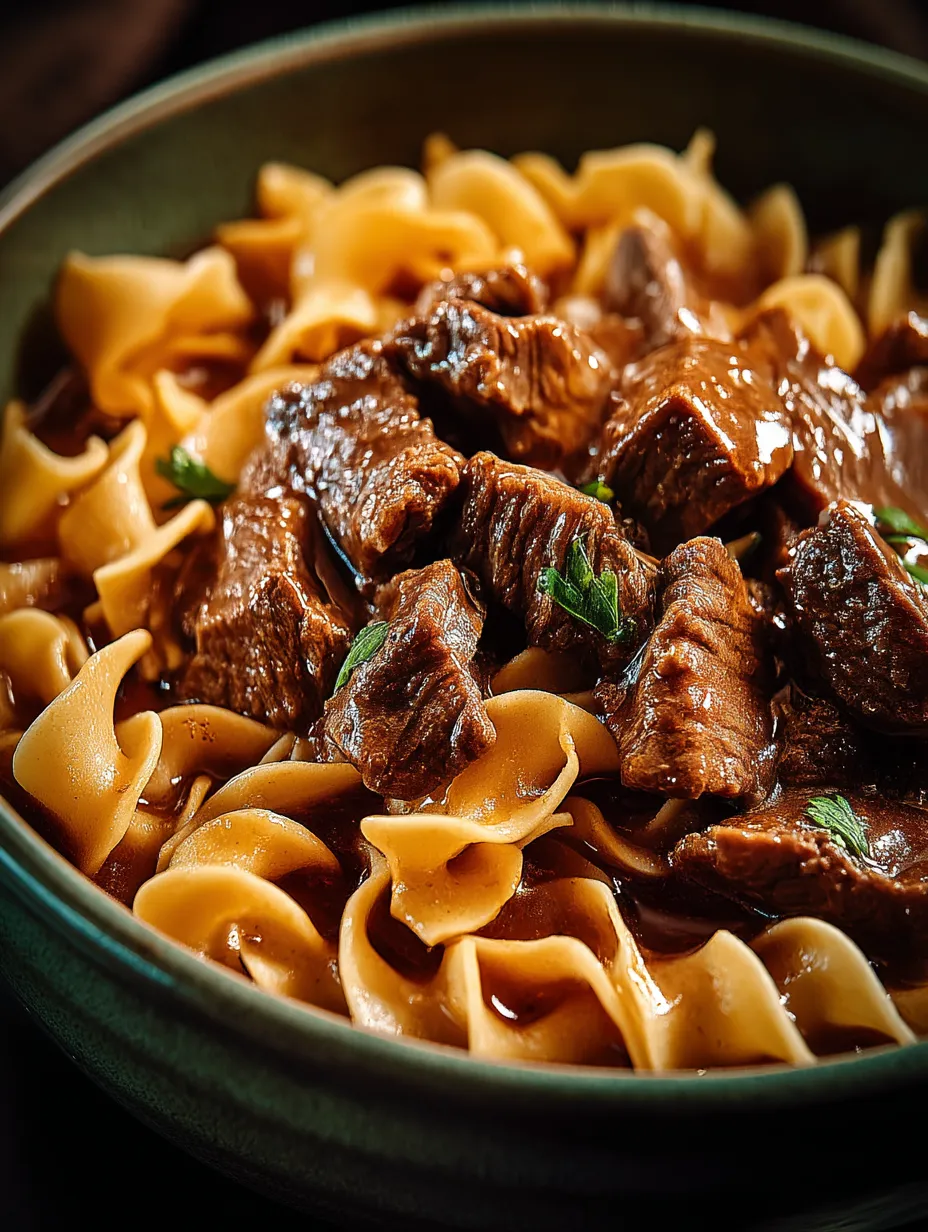 A bowl of pasta with meat and sauce.