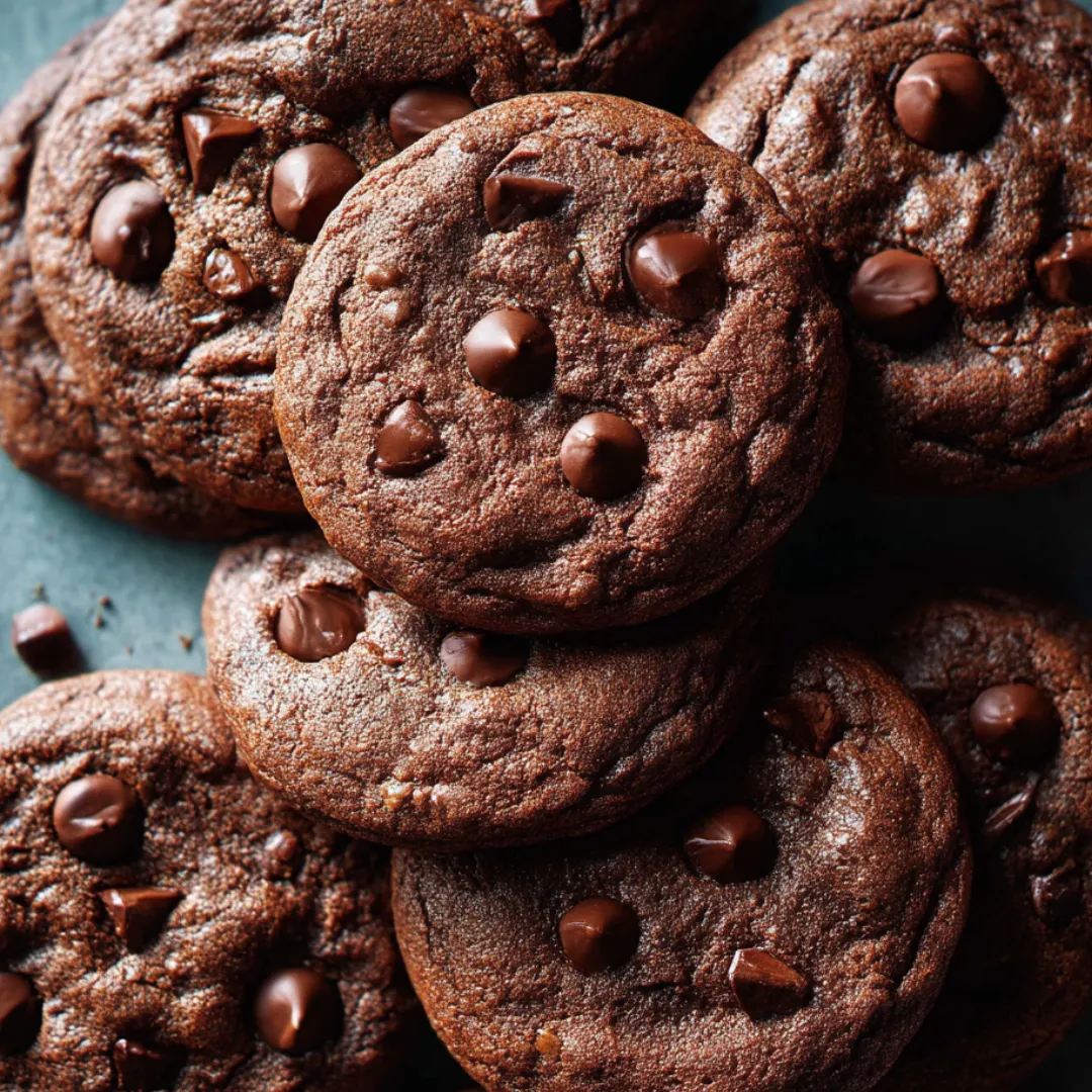 Chocolate chip cookies on a table.