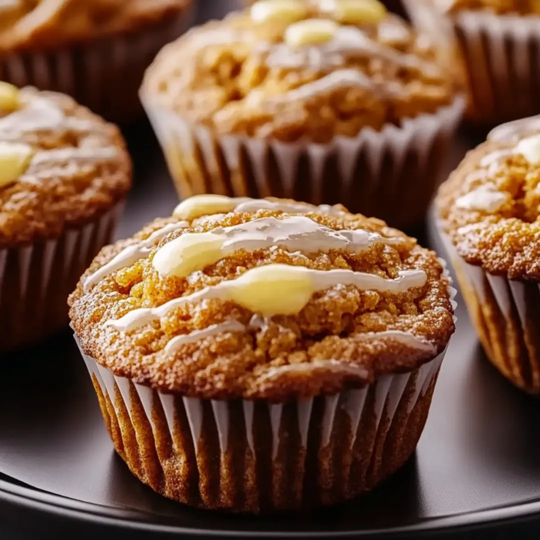 A plate of muffins with icing.