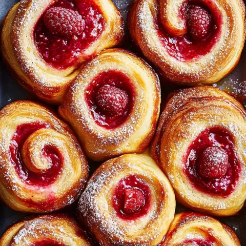 A plate of pastries with red berries on top.