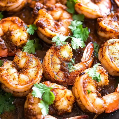 A plate of shrimp with sauce.
