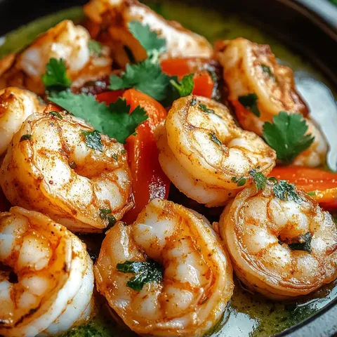 A bowl of shrimp and vegetables.