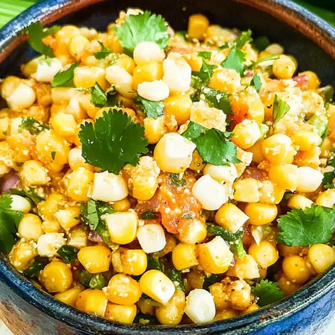 A bowl of food with corn and cilantro.