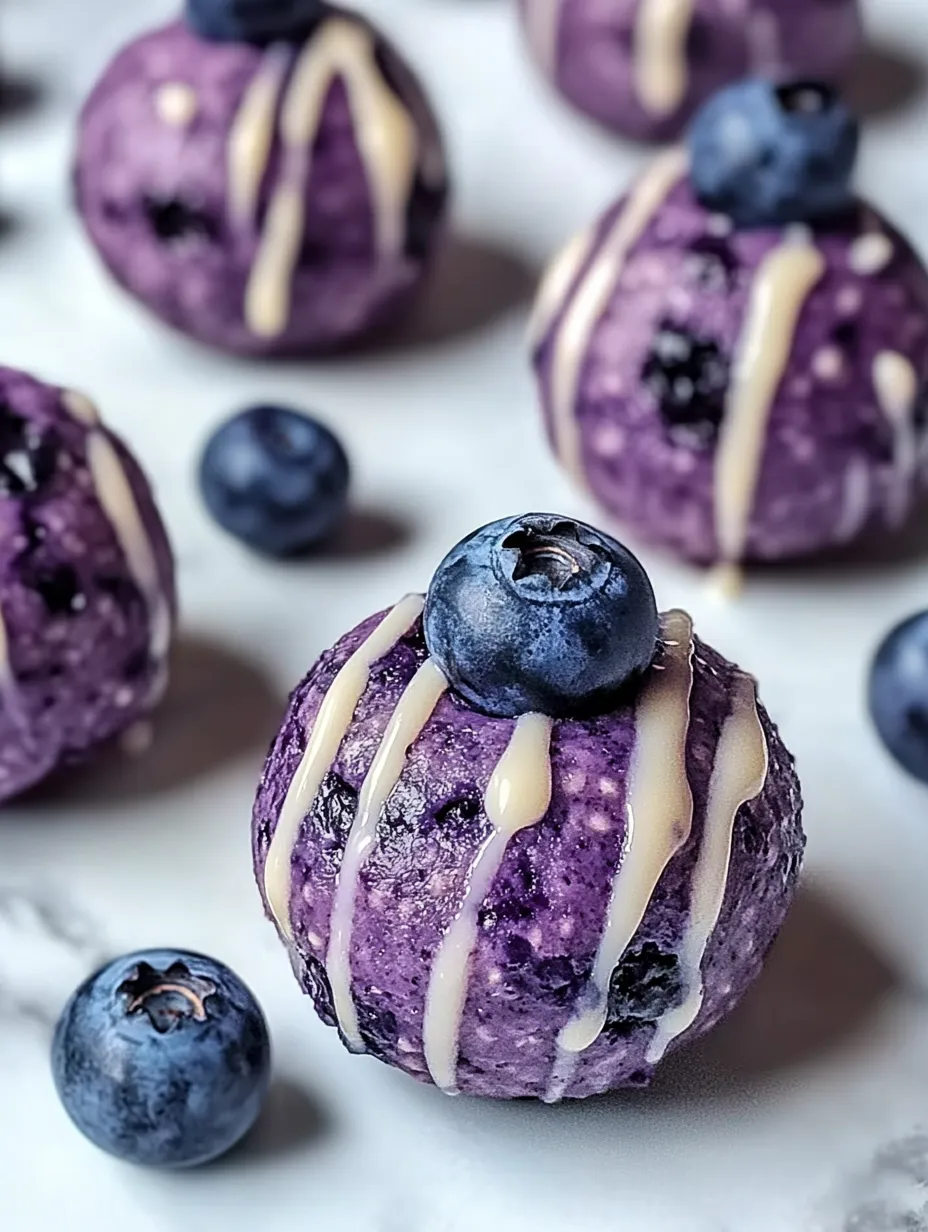 A purple dessert with a blueberry on top.