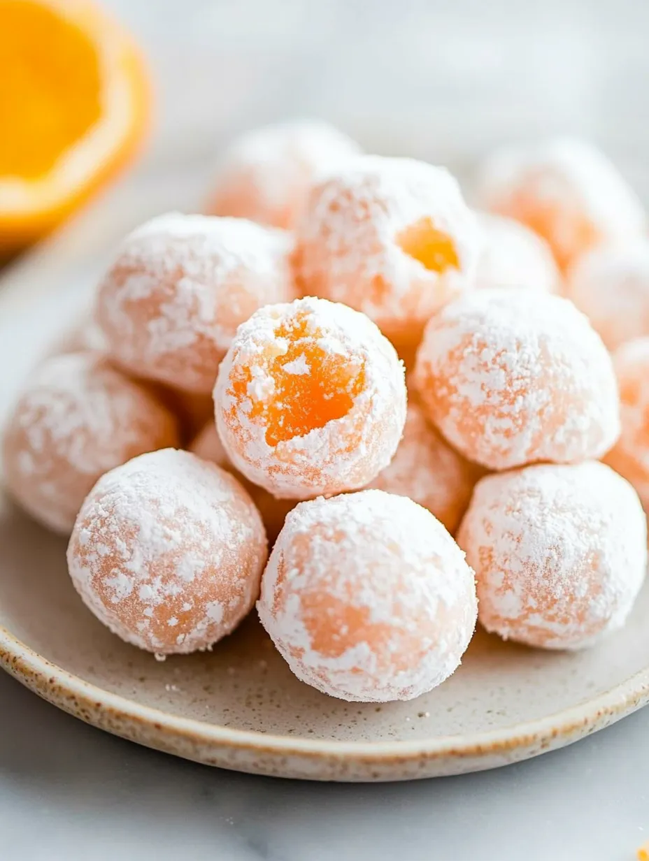 A plate of powdered sugar donuts.