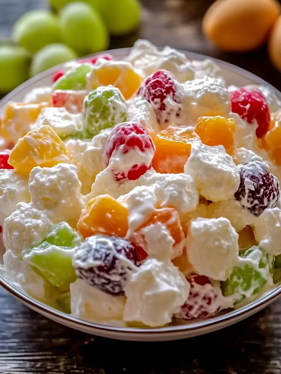 A bowl of fruit salad with a variety of fruits.