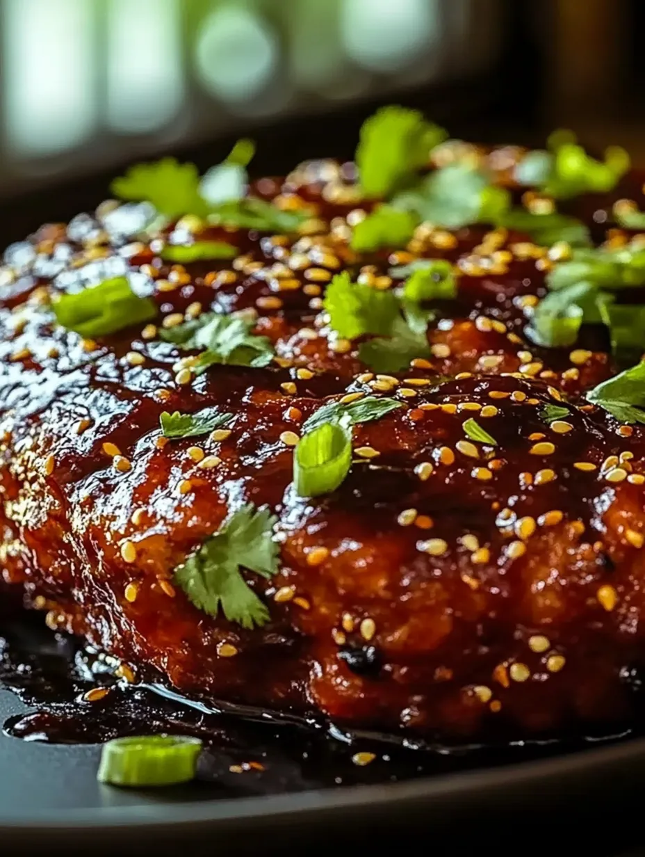 A close up of a piece of meat with a green garnish.