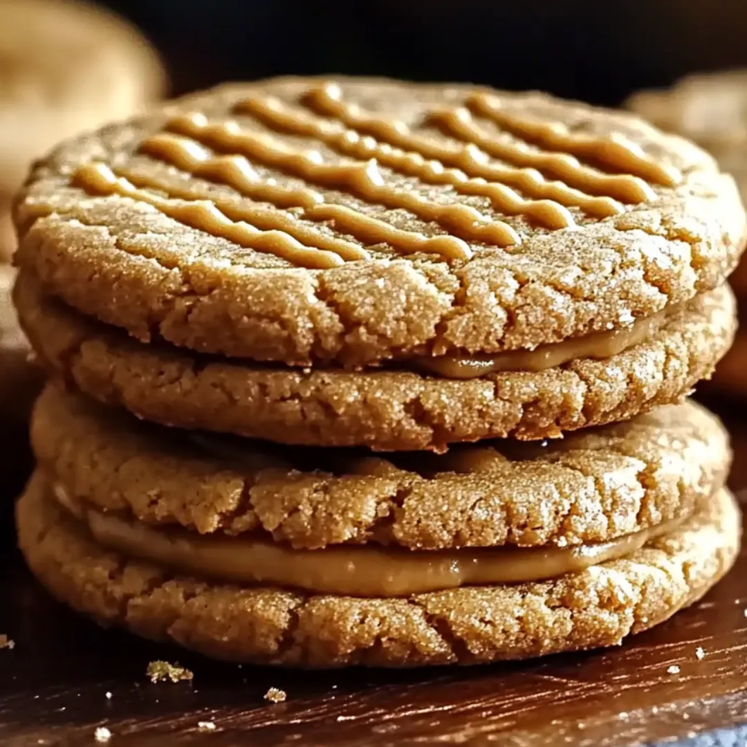 A stack of cookies with peanut butter and honey.