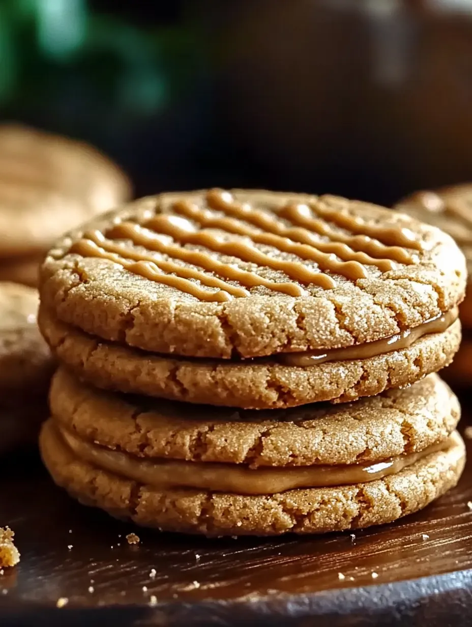 A stack of cookies with a drizzle of caramel.