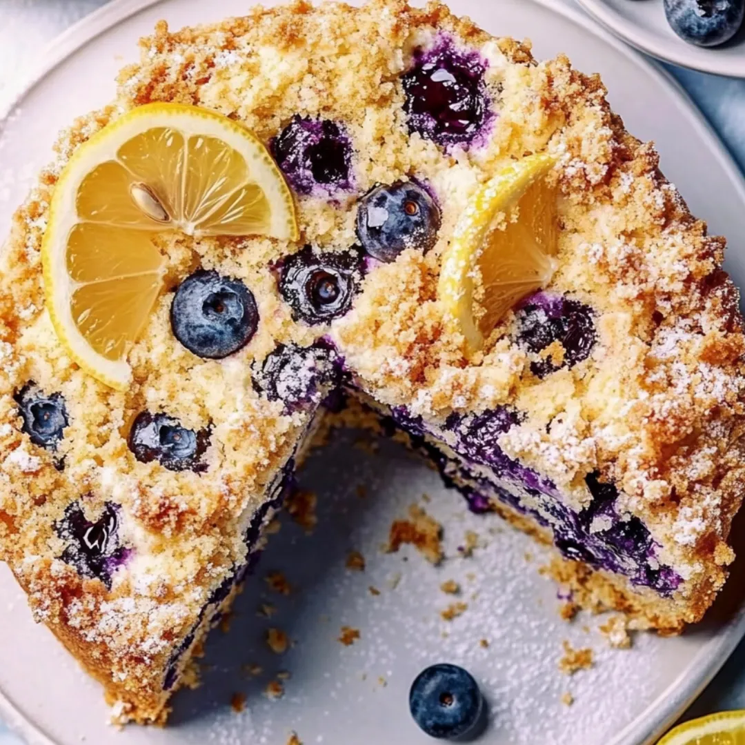 A slice of blueberry lemon cake.