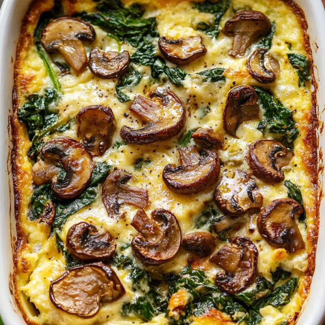 A dish of mushrooms and spinach.