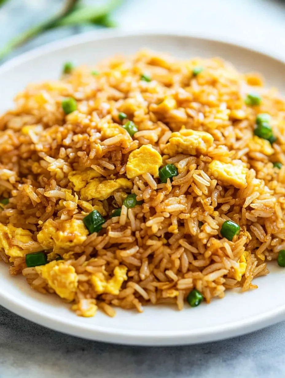 A plate of rice with eggs and peppers.