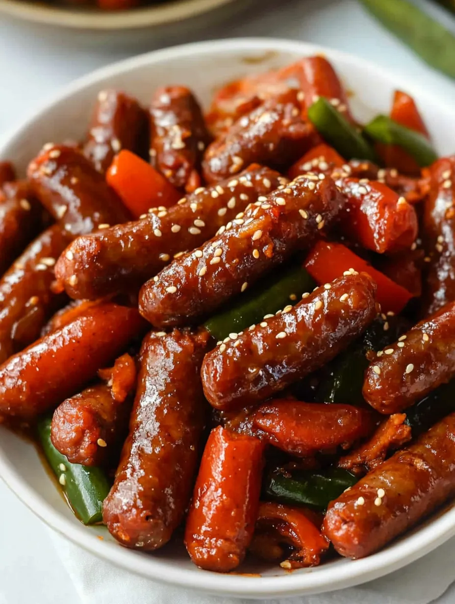 A bowl of sausage and peppers.