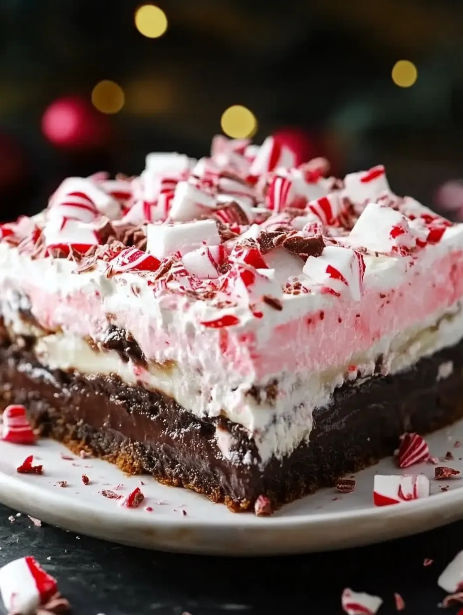 A slice of cake with white frosting and red and white stripes.