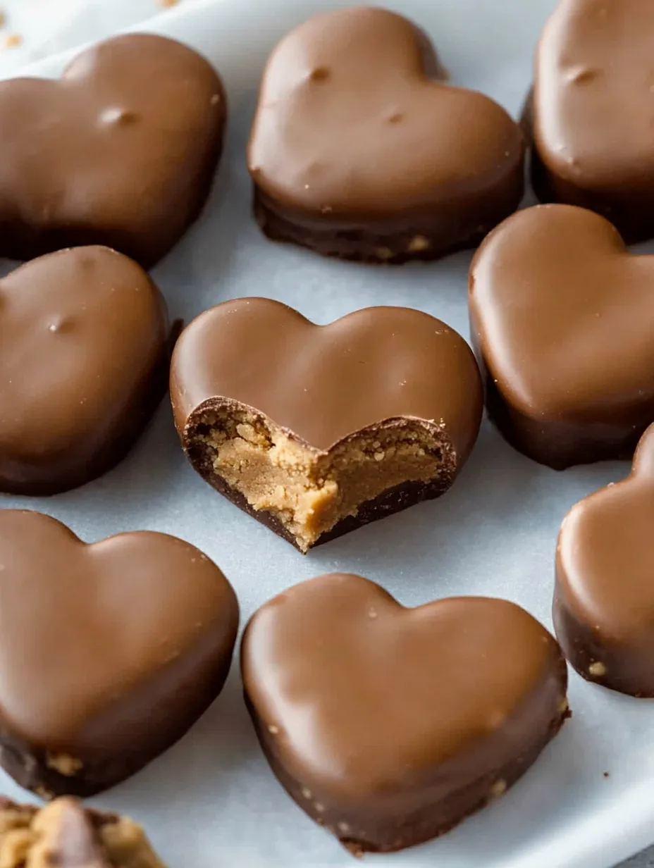 A heart shaped candy with a peanut butter filling.