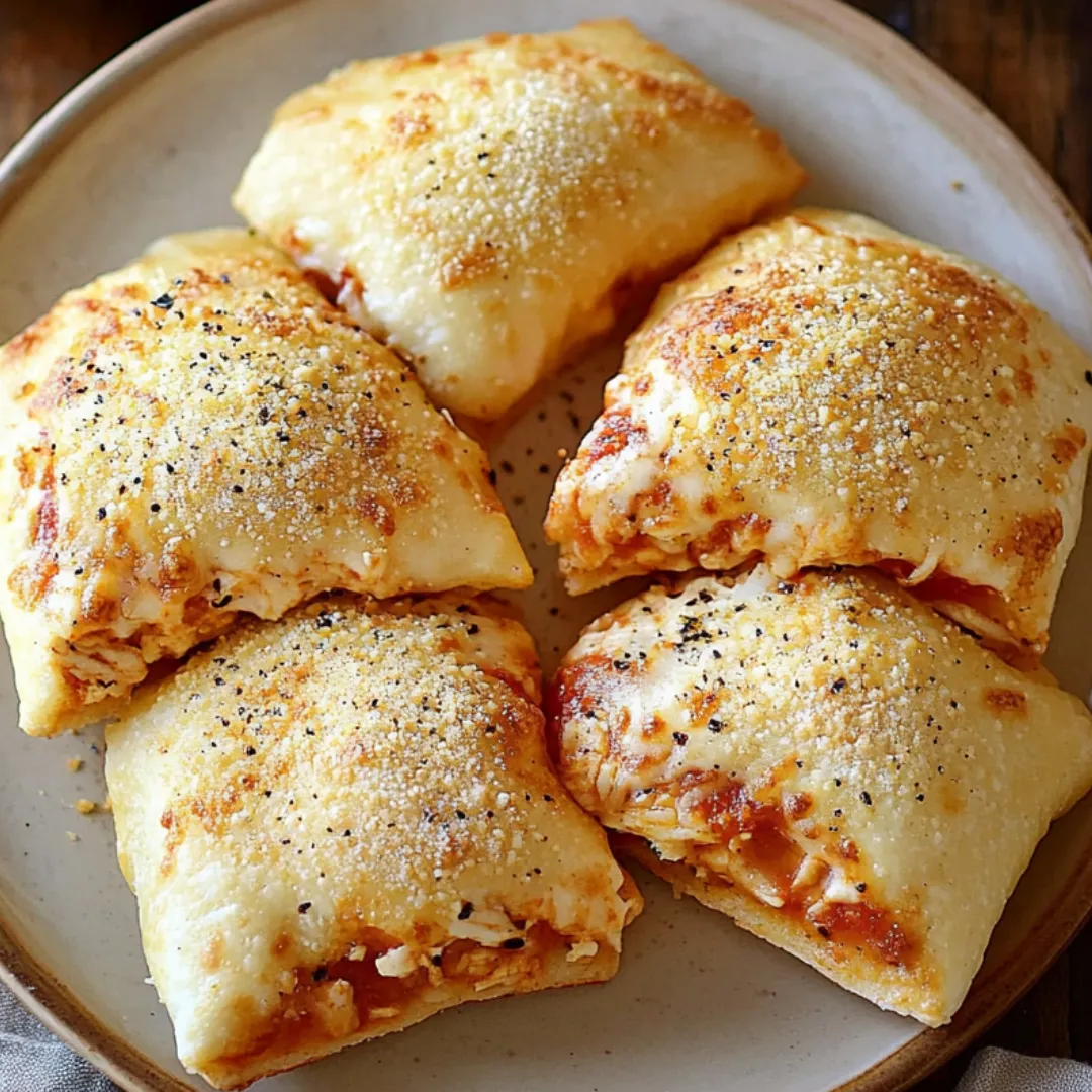A plate of four cheese and tomato pizzas.