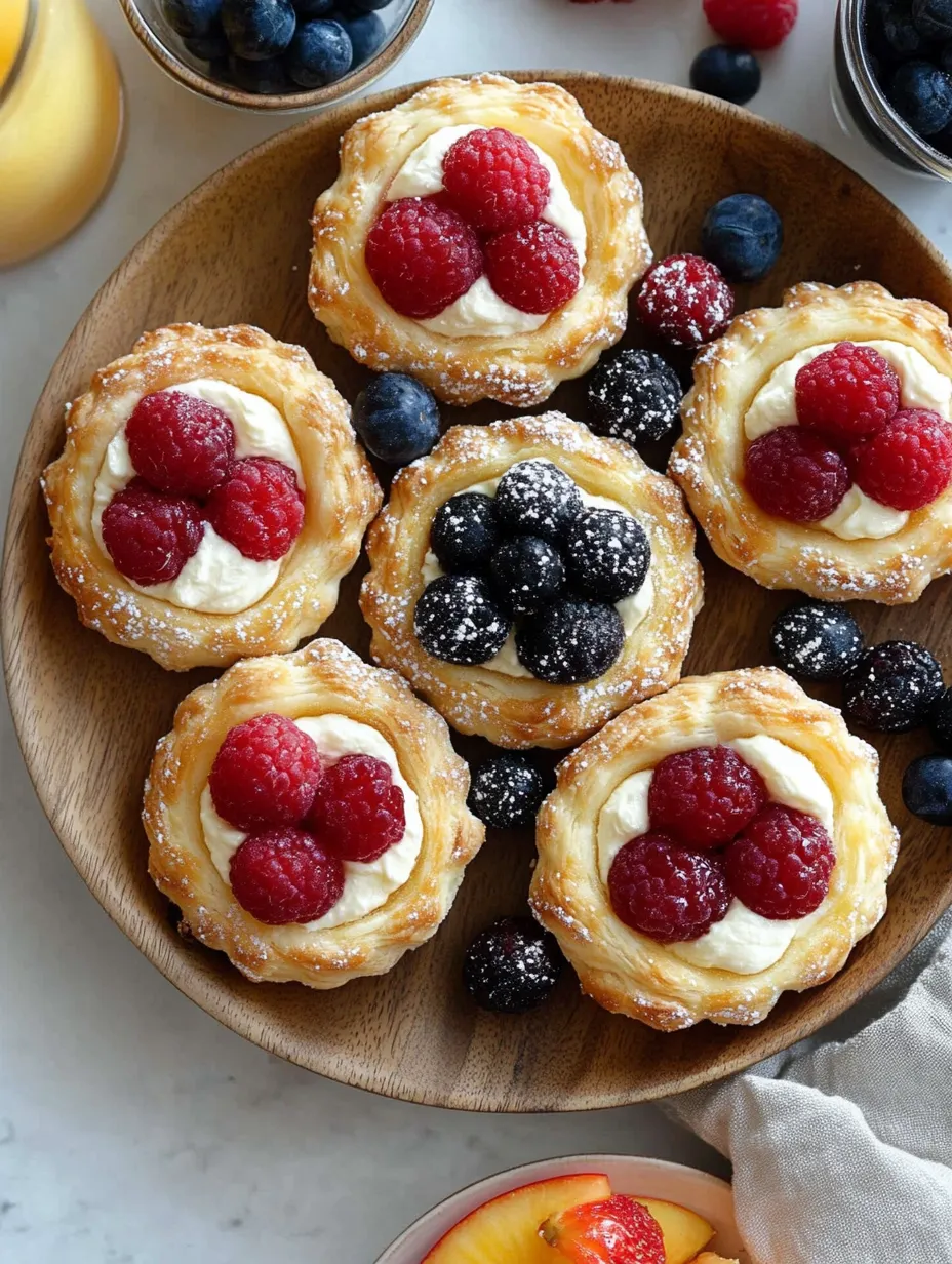 A plate of pastries with berries on top.