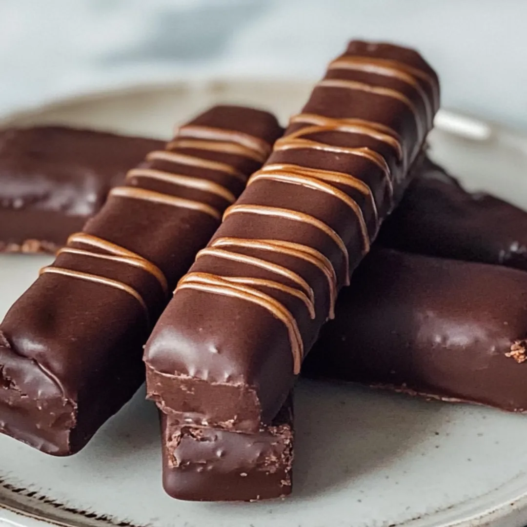 Chocolate bars with caramel topping.