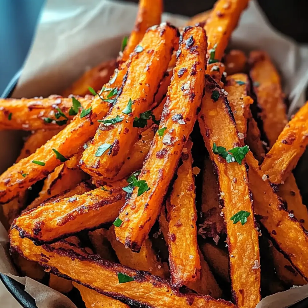 A bowl of fries with parsley.