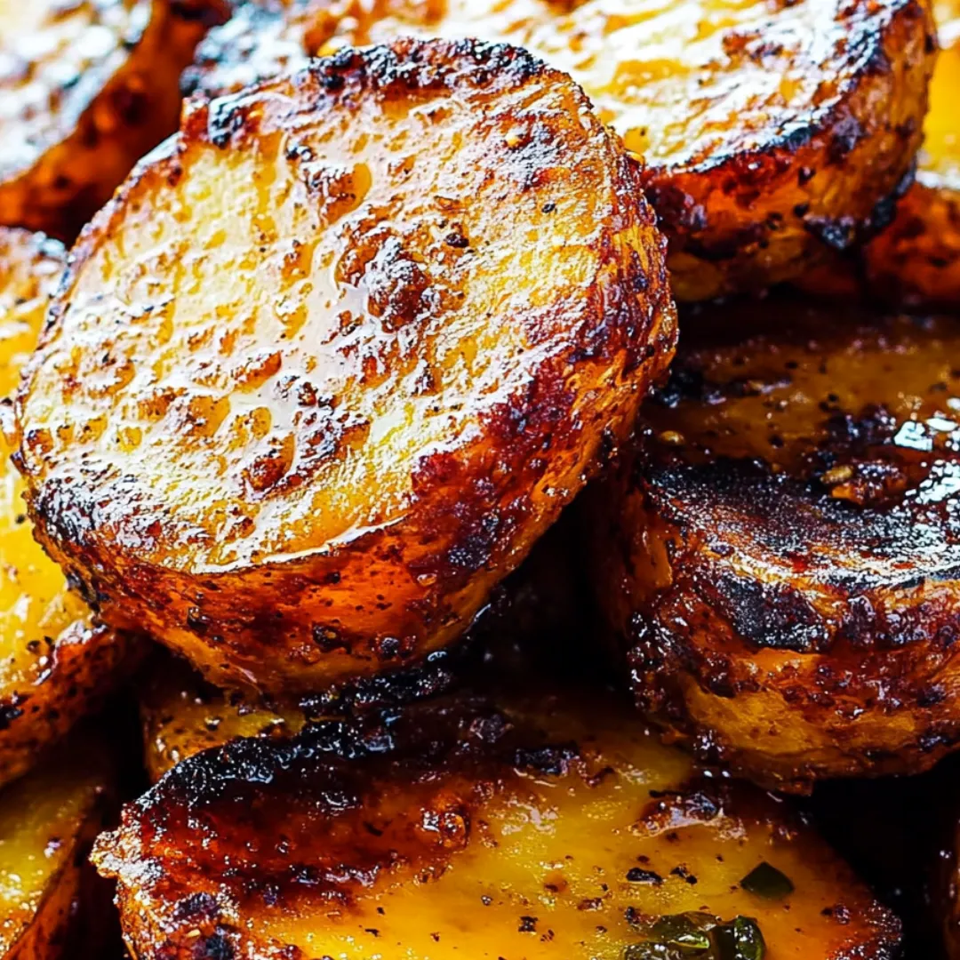 A pile of roasted potatoes.