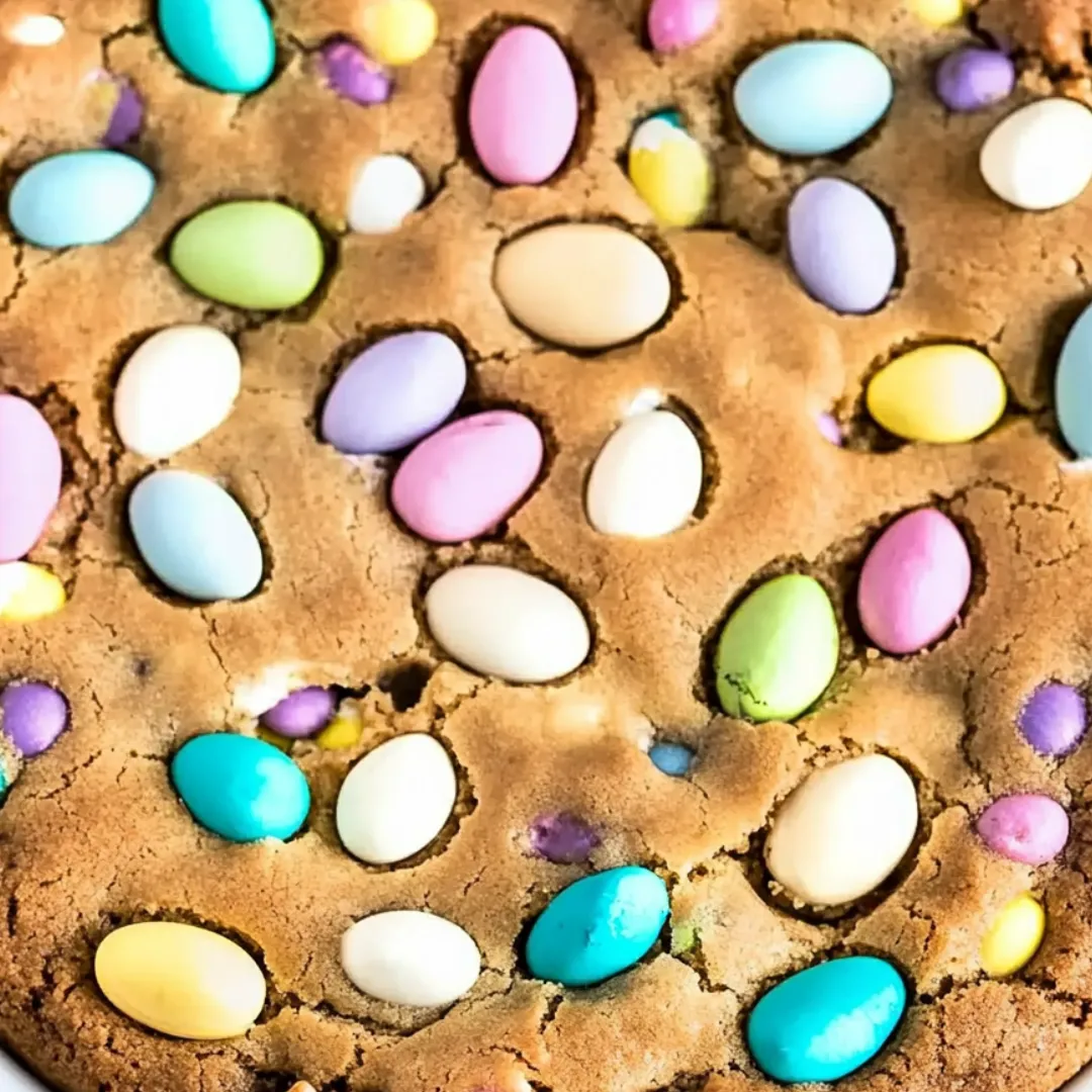 A cookie with colorful candy pieces on top.