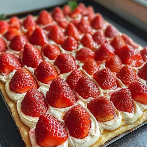 A close up of a strawberry shortcake.