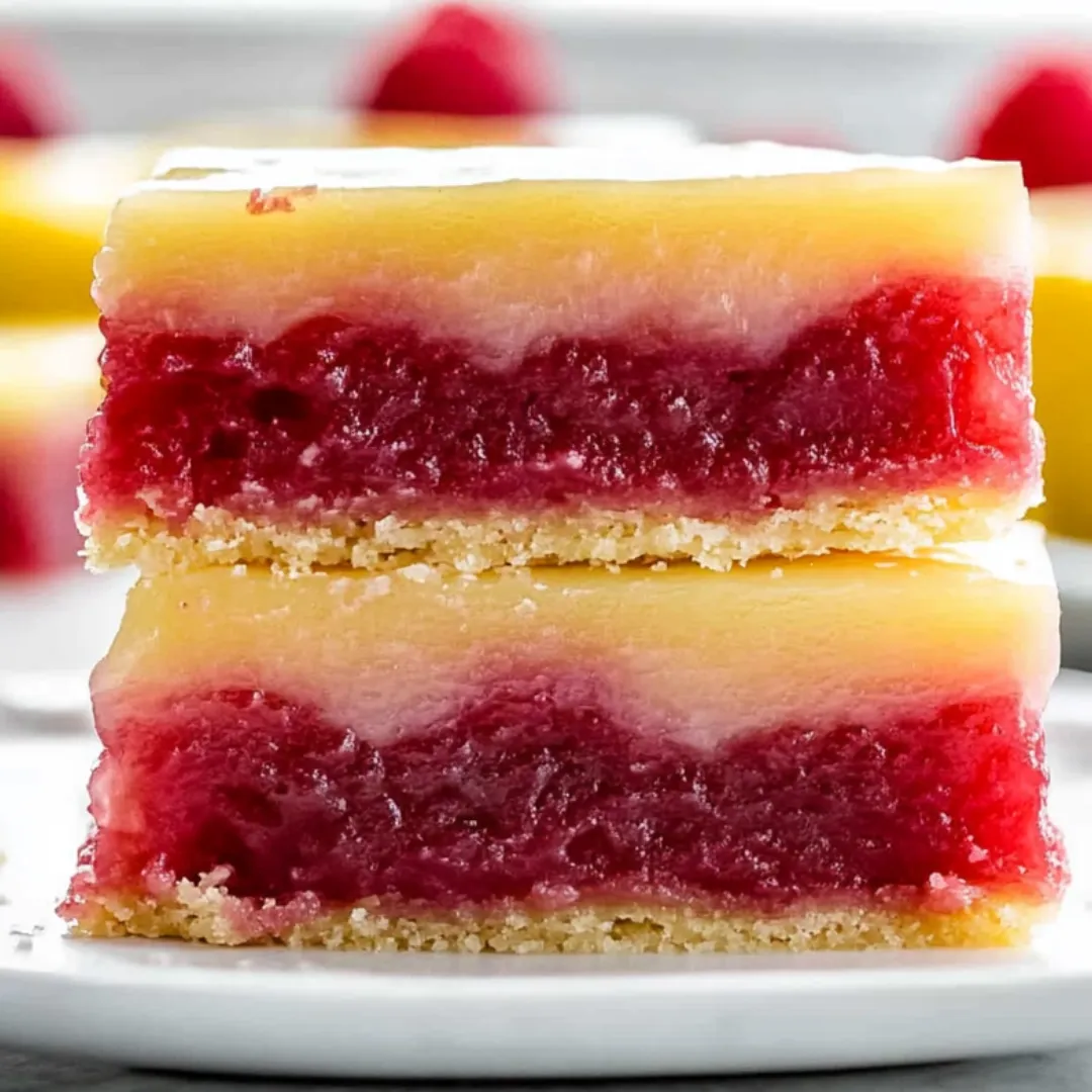 A slice of cake with raspberry filling.