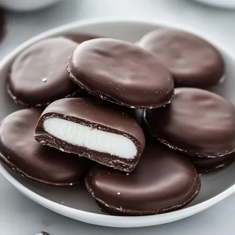 A bowl of chocolate and white cookies.