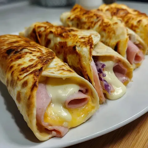 A plate of food with a burrito and a sandwich.
