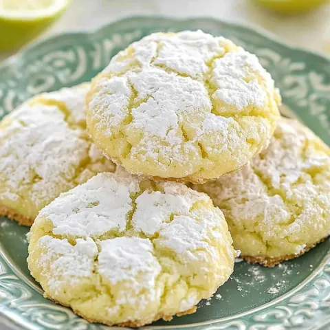 A plate of cookies with white powdered sugar on top.