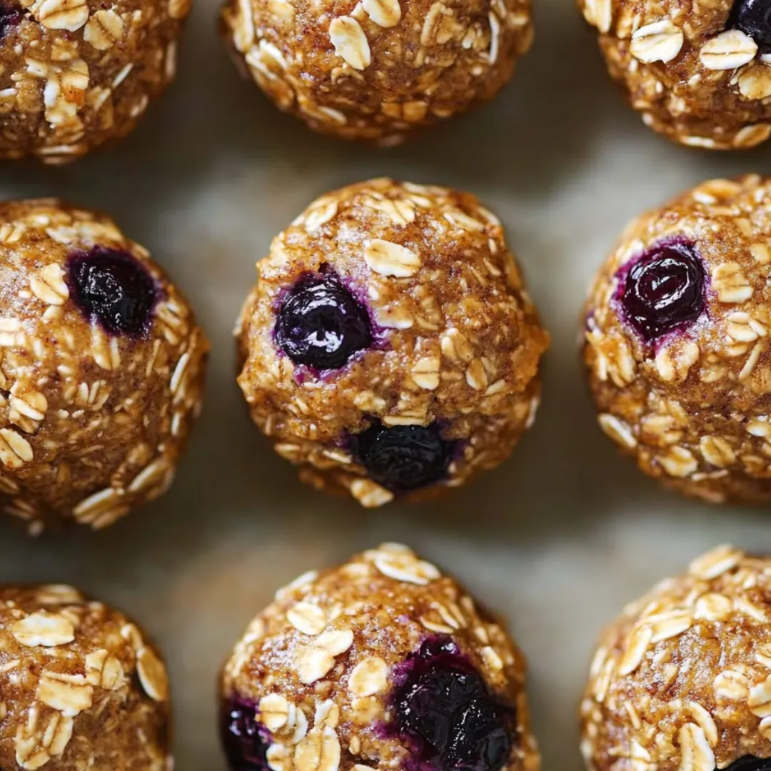 A close up of a blueberry oatmeal muffin.