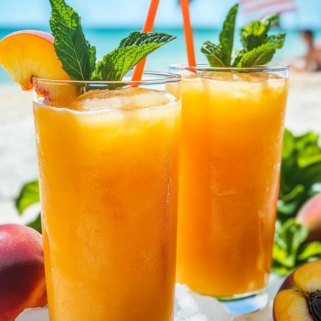 Two glasses of orange juice with mint leaves.