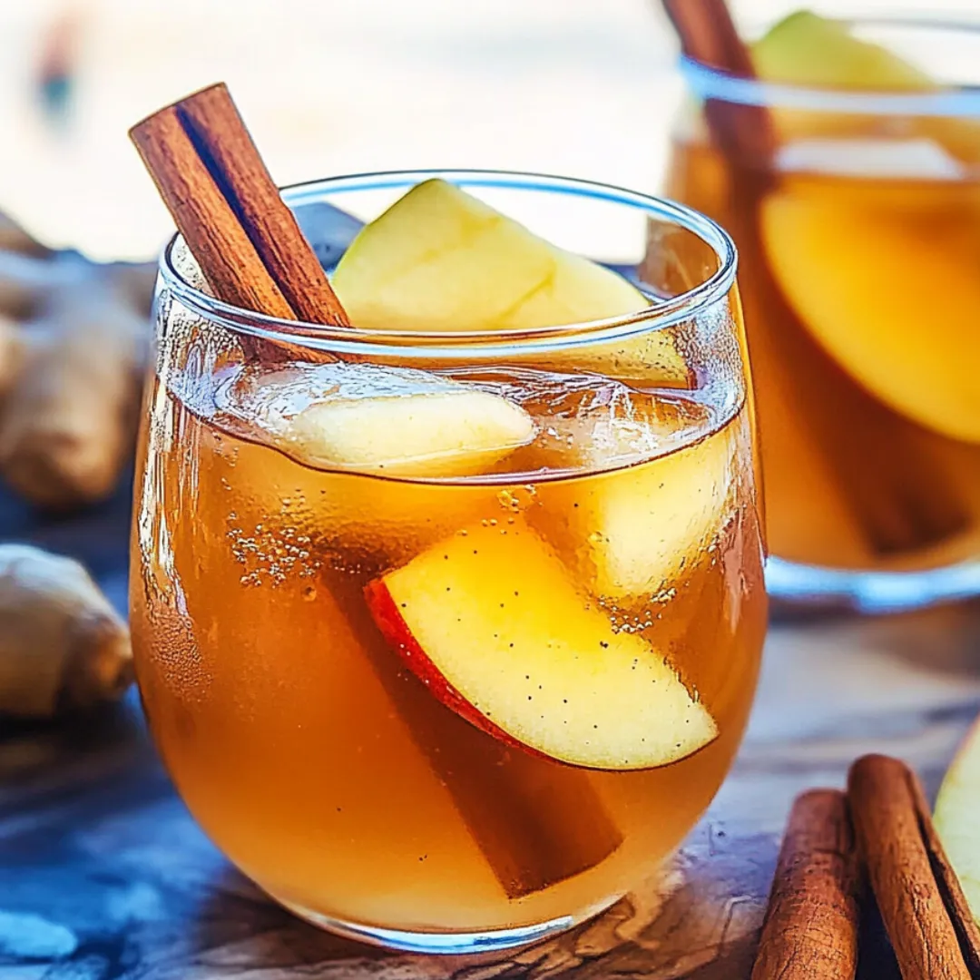 A glass of apple cider with a cinnamon stick in it.