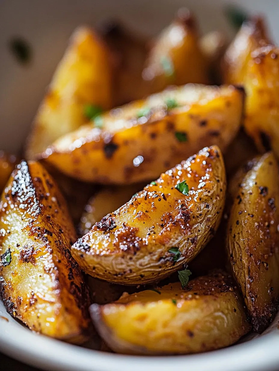 Sliced potatoes with blackened edges.